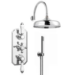 Trafalgar Triple Concealed Shower Valve inc. Outlet Elbow, Handset & Curved Arm with Fixed Head