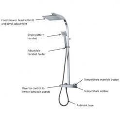 Triton Tees Thermostatic Bar Shower Mixer with Diverter & Kit - Chrome - UNTEBMDIV 12 Triton Tees Thermostatic Bar Shower Mixer with Diverter & Kit - Chrome - UNTEBMDIV -Shower Sets Shop UNTEBMDIV D4 460