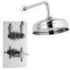 Hudson Reed Beaumont Twin Concealed Thermostatic Valve w/ 8" Apron Fixed Head 2 Hudson Reed Beaumont Twin Concealed Thermostatic Valve w/ 8" Apron Fixed Head -Shower Sets Shop Ultra Beaumont Twin Concealed Thermostatic Valve with 8 inch Apron Fixed Shower Head Chrome Medium