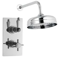 Hudson Reed Beaumont Twin Concealed Thermostatic Valve w/ 8" Apron Fixed Head