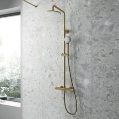 Venice Giro Brushed Brass Modern Thermostatic Shower